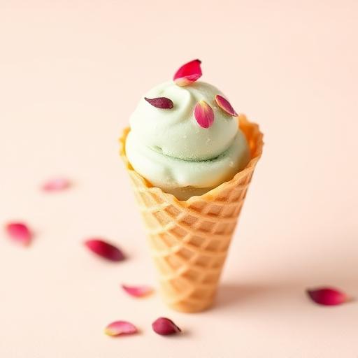 Pistachio Rose ice cream cone